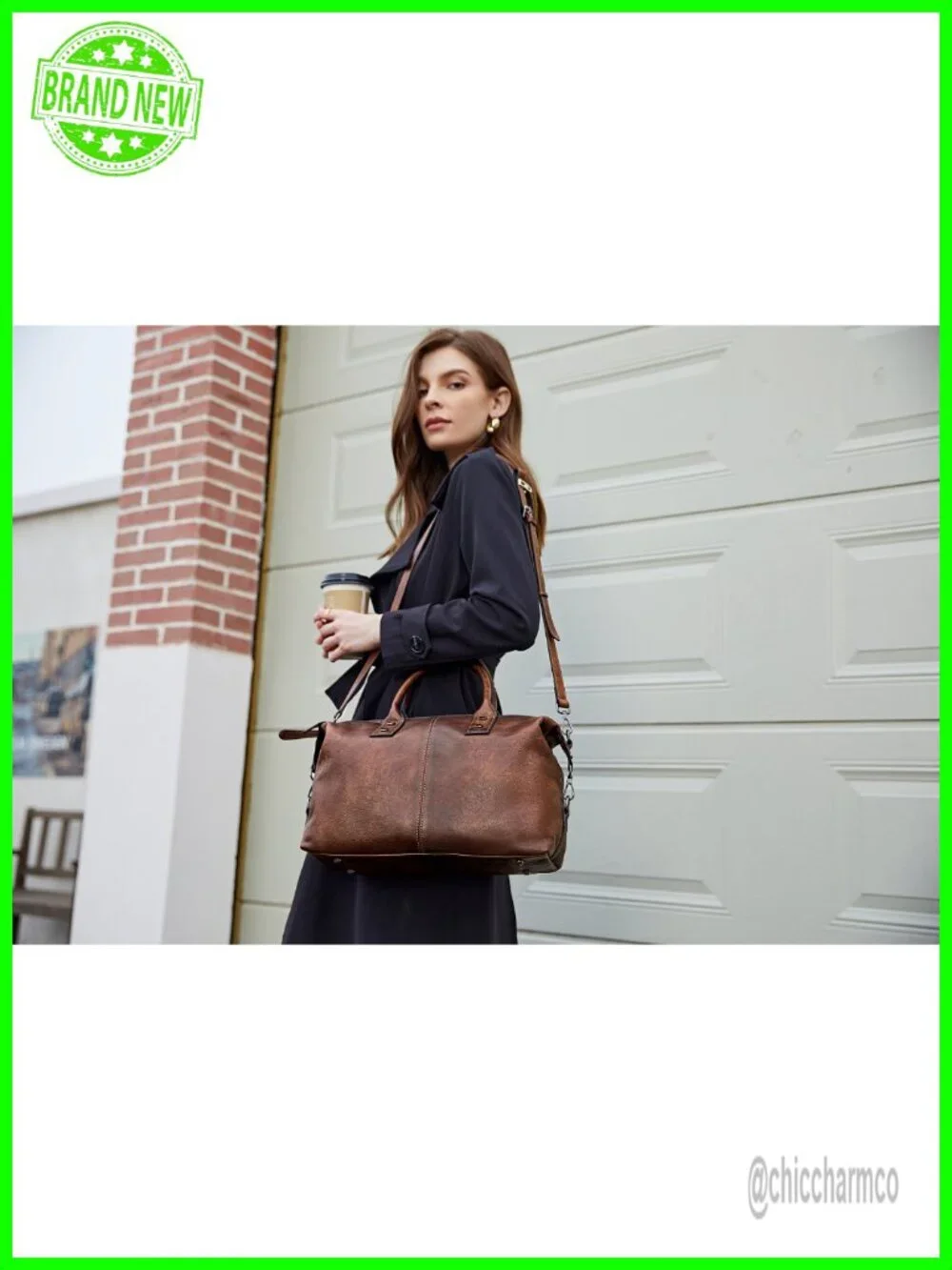 Vegetable Tanned Leather Satchel Handbag Shoulder Crossbody Purse